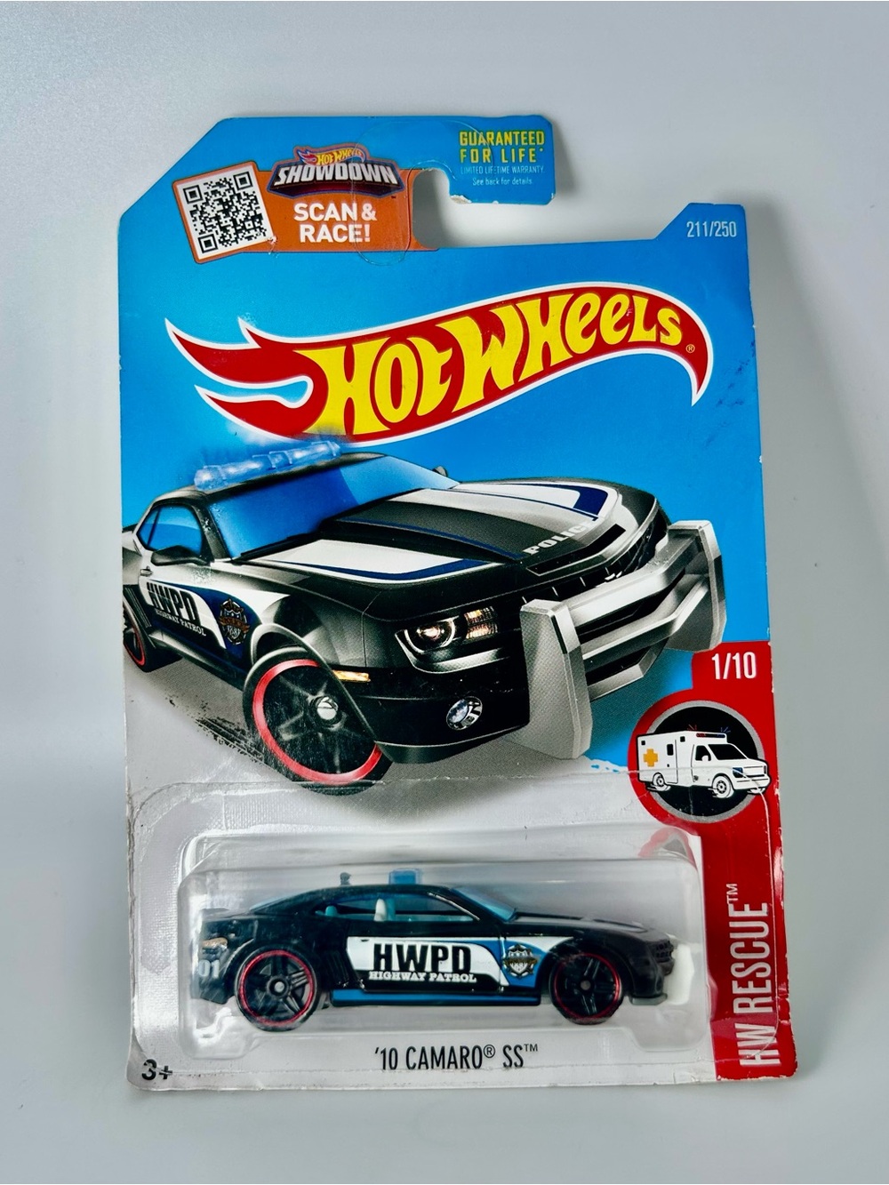 2017 Hot Wheels HW Rescue ‘10 Camaro SS Black Variant DHT01-D9B1J 211/365 1/10